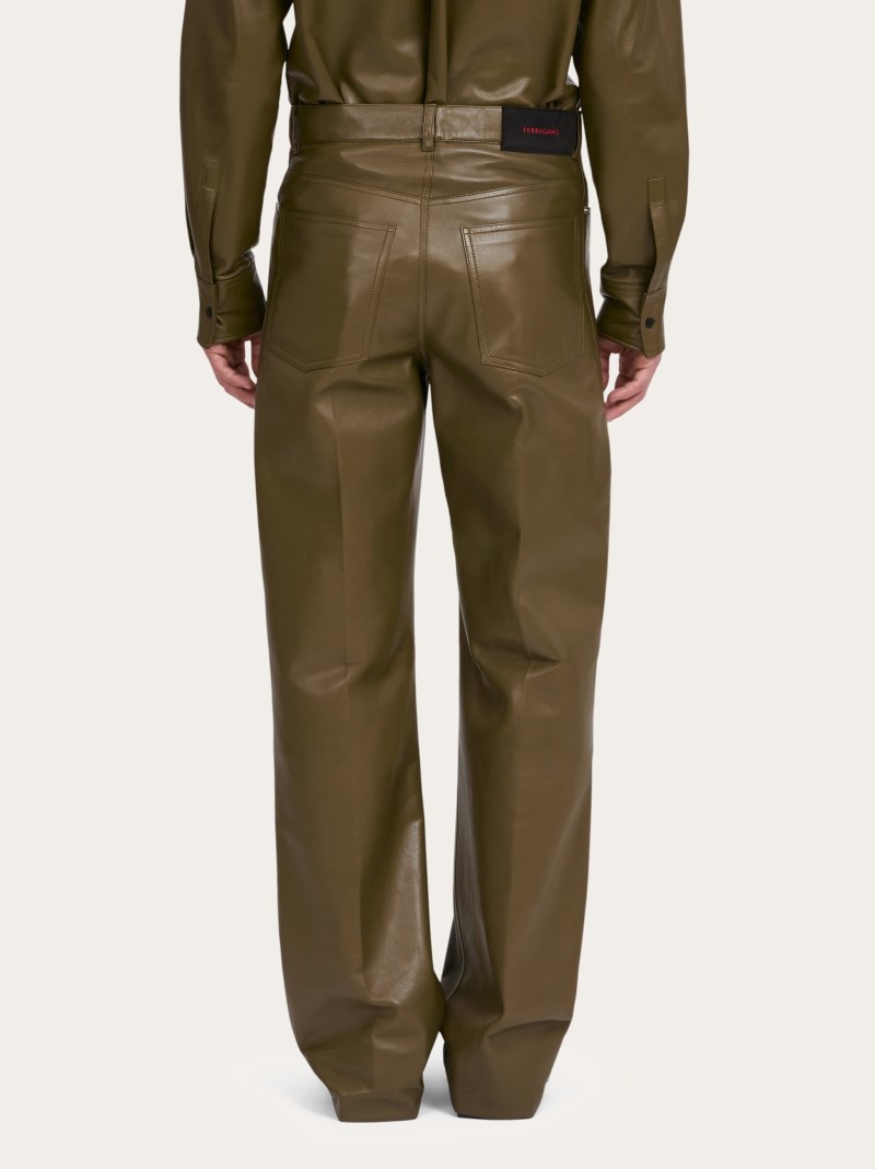 Ferragamo | Men's Nappa Five Pocket Trouser - Olive Green