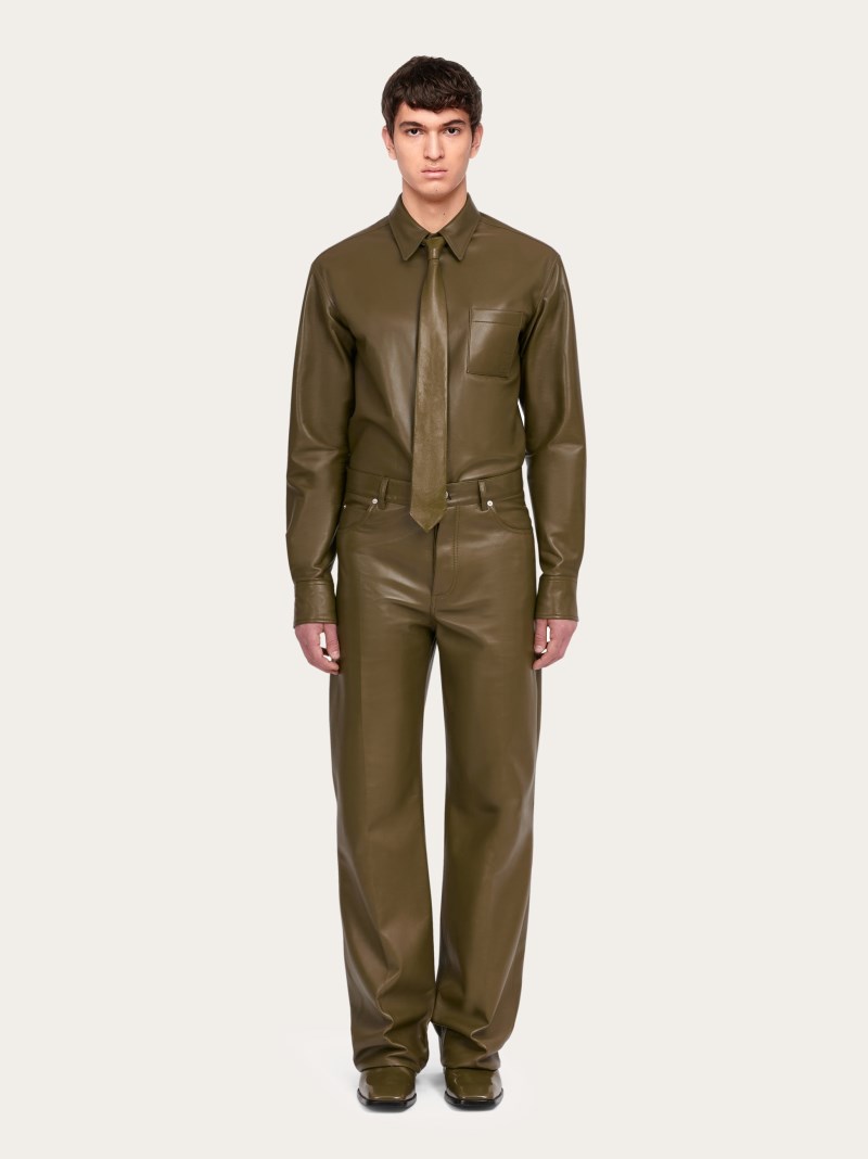 Ferragamo | Men's Nappa Five Pocket Trouser - Olive Green