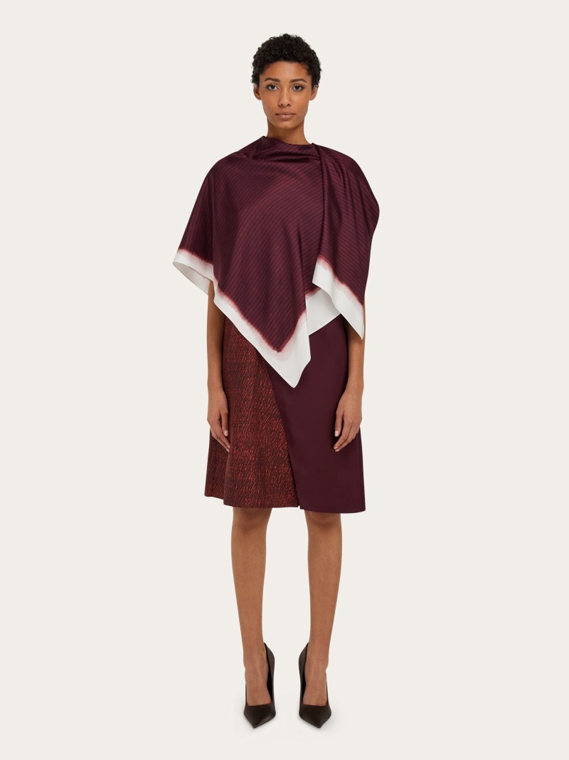 Ferragamo | Women's Shirt Dress With Shawl Detail - Oxblood/Bordeaux