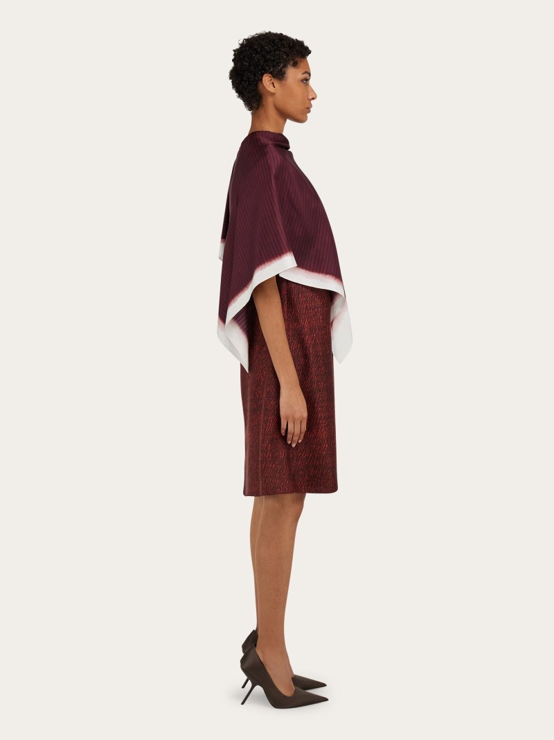 Ferragamo | Women's Shirt Dress With Shawl Detail - Oxblood/Bordeaux