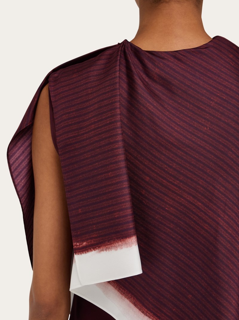 Ferragamo | Women's Shirt Dress With Shawl Detail - Oxblood/Bordeaux