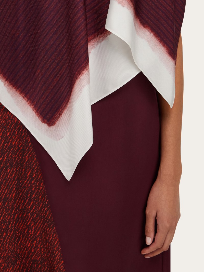 Ferragamo | Women's Shirt Dress With Shawl Detail - Oxblood/Bordeaux