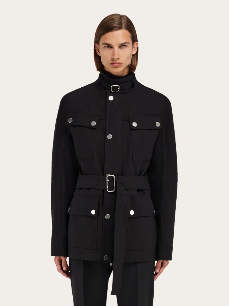 Ferragamo | Men's Sahariana With Patch Pockets - Black