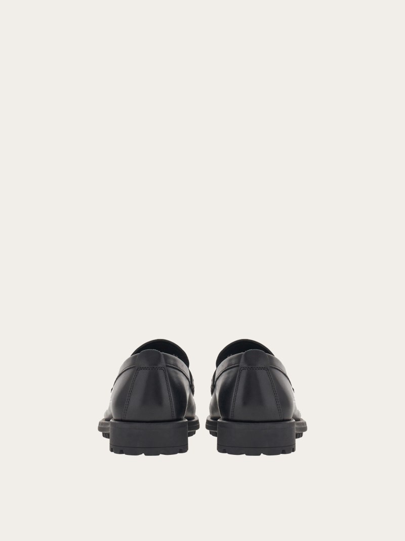 Ferragamo | Men's Moccasin With Gancini Ornament - Black