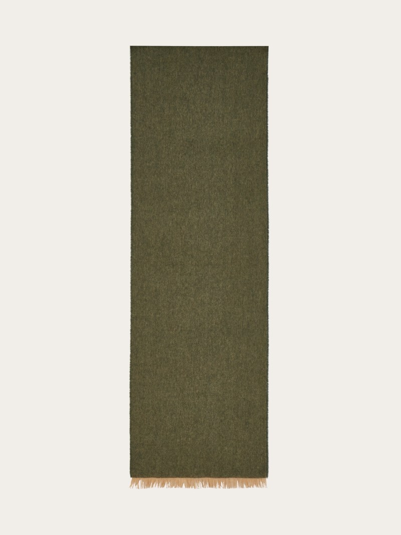 Ferragamo | Men's Cashmere Scarf - Olive Green/Camel