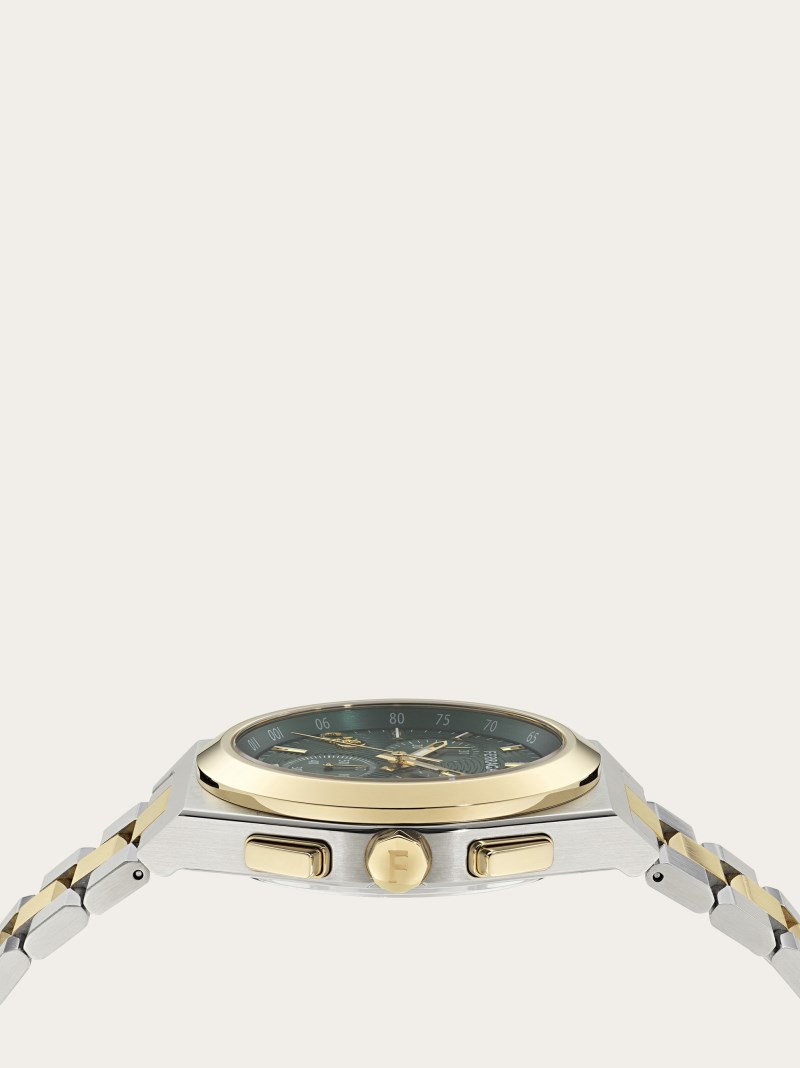 Ferragamo | Men's Vega Upper East Chrono - Ip Yellow Gold/Green