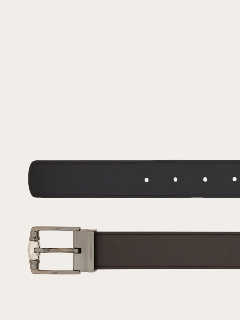 Ferragamo | Men's Reversible And Adjustable Belt - Testa Di Moro/Black