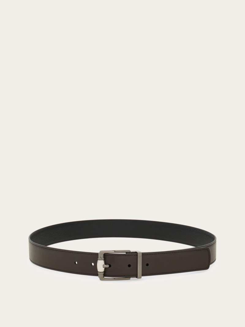 Ferragamo | Men's Reversible And Adjustable Belt - Testa Di Moro/Black