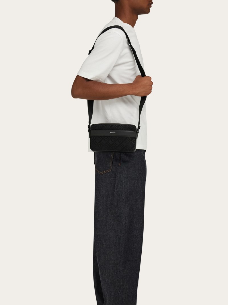 Ferragamo | Men's Monogram Crossbody Bag - Black