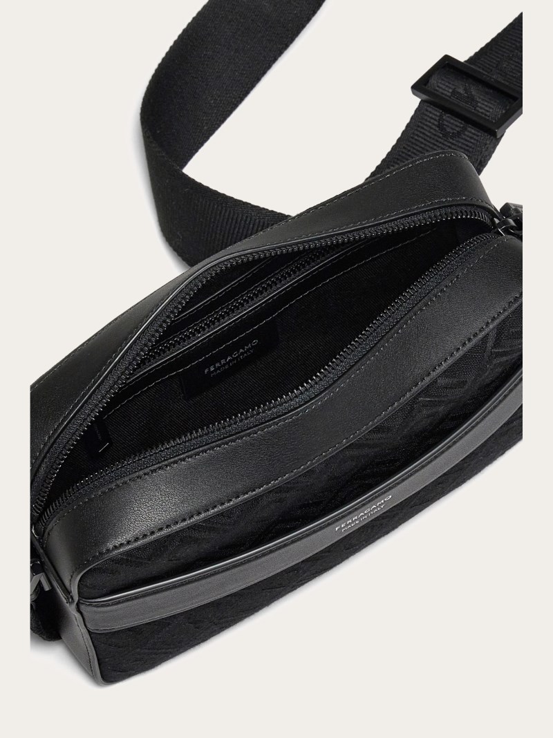 Ferragamo | Men's Monogram Crossbody Bag - Black