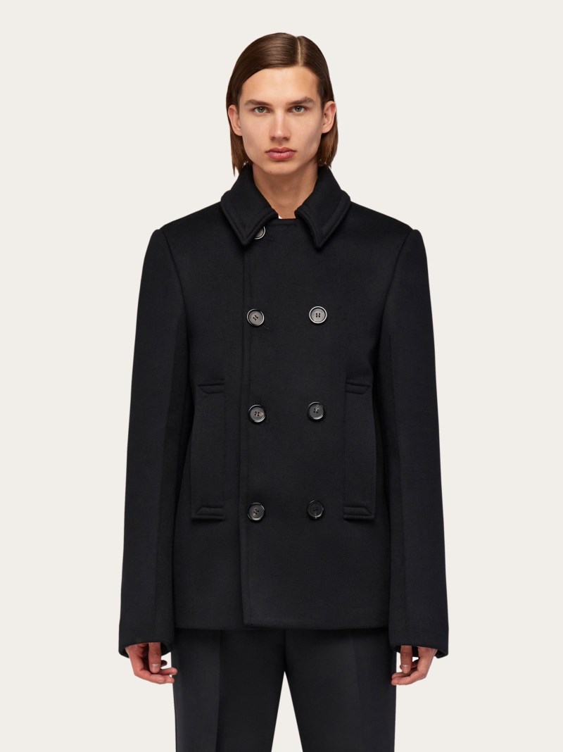 Ferragamo | Men's Wool And Cashmere Peacoat - Black