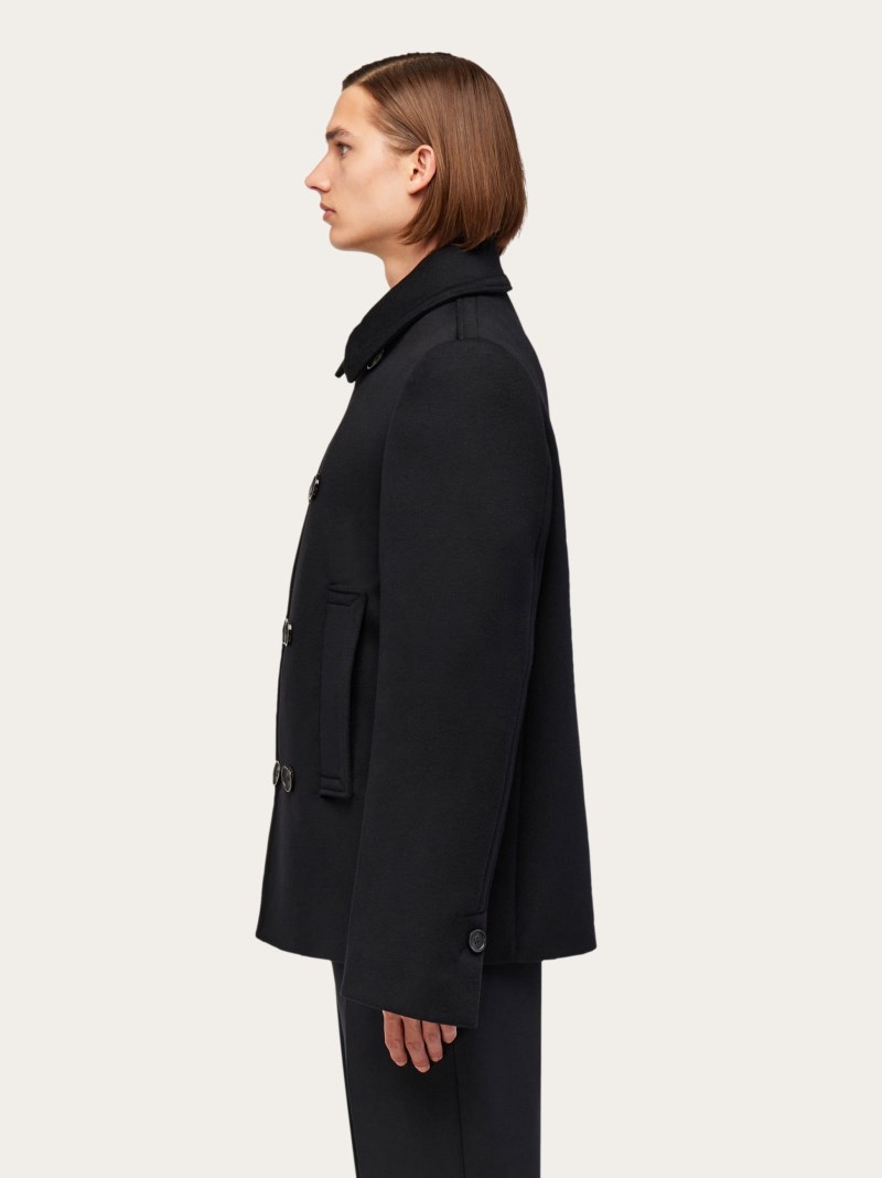 Ferragamo | Men's Wool And Cashmere Peacoat - Black