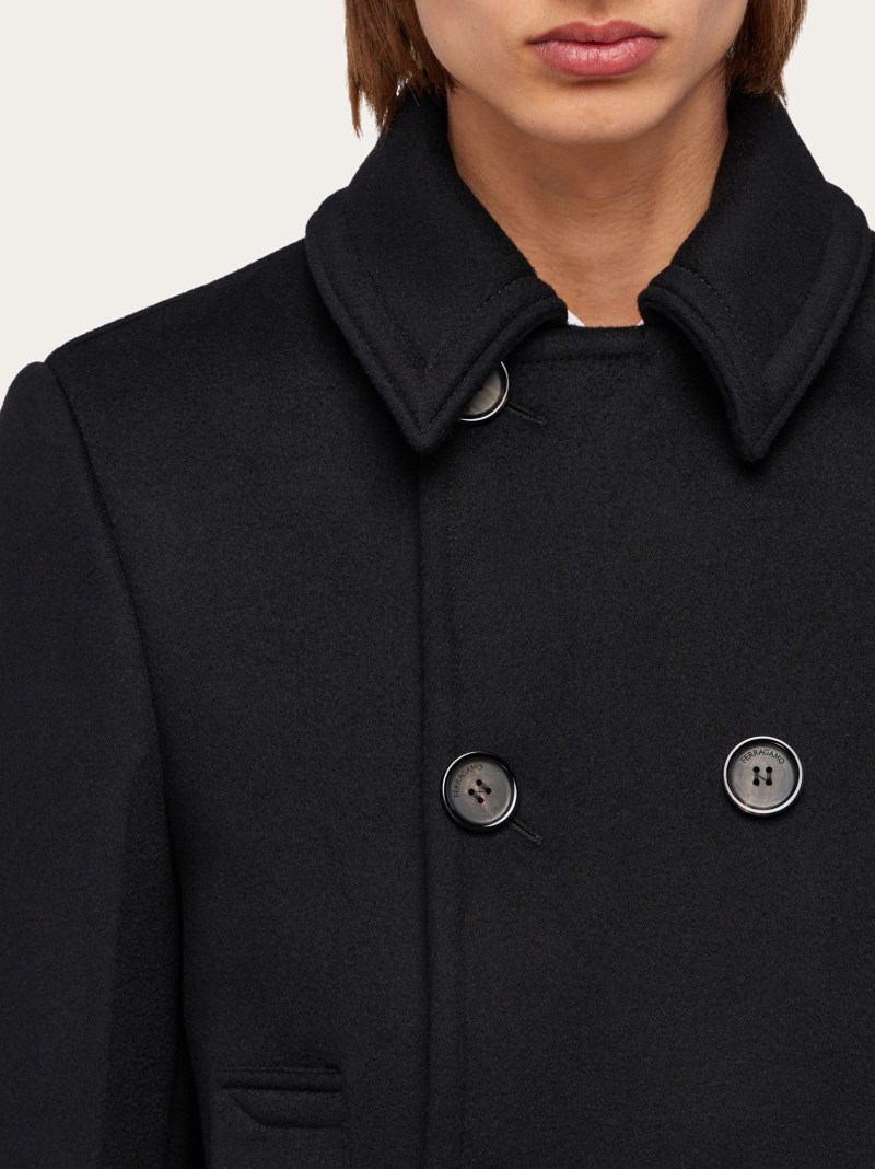 Ferragamo | Men's Wool And Cashmere Peacoat - Black