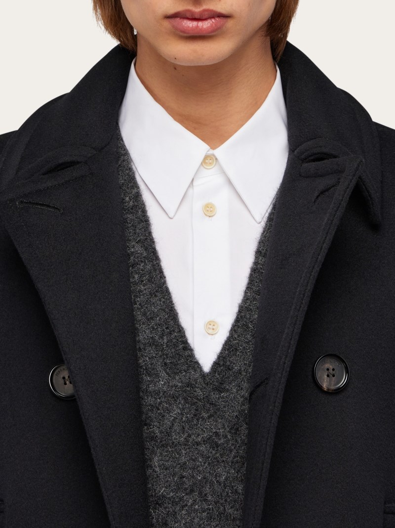 Ferragamo | Men's Wool And Cashmere Peacoat - Black
