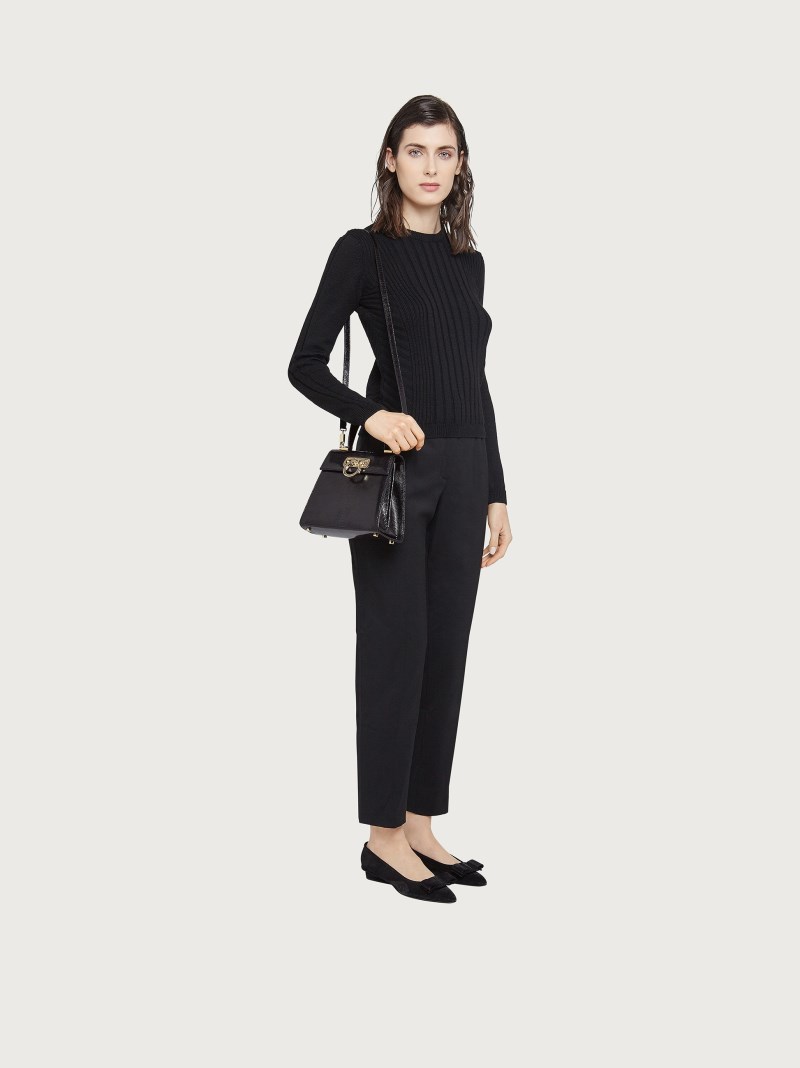 Ferragamo | Women's Iconic Top Handle - Shiny Black