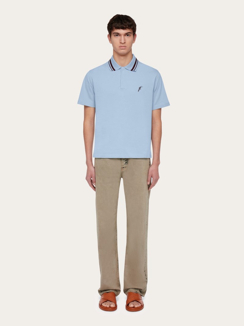 Ferragamo | Men's Organic Cotton Polo Shirt - Light Blue