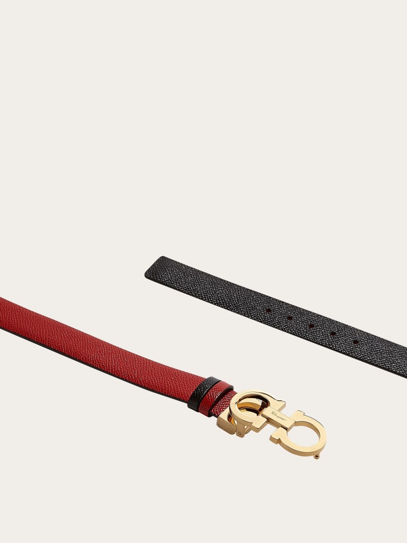 Ferragamo | Women's Reversible And Adjustable Gancini Belt - Lipstick Red/Black