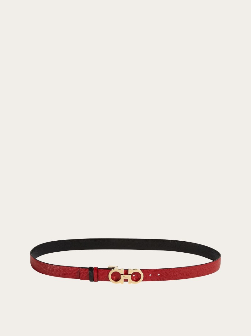 Ferragamo | Women's Reversible And Adjustable Gancini Belt - Lipstick Red/Black