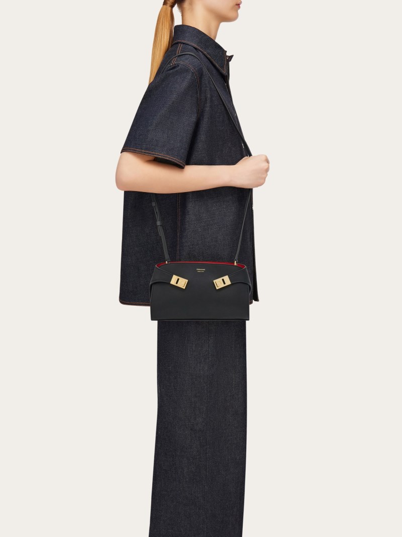 Ferragamo | Women's Hug Mini Bicolor Crossbody Bag - Black/Flame Red