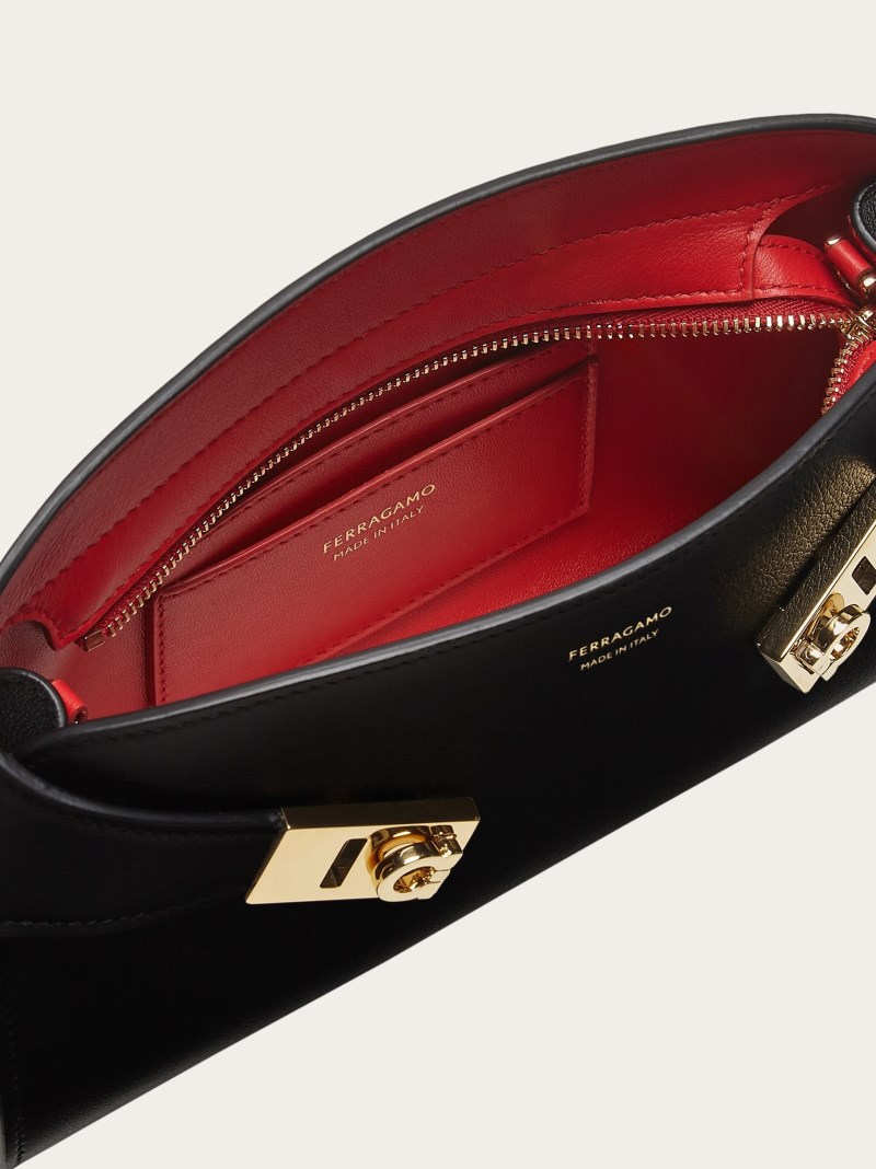 Ferragamo | Women's Hug Mini Bicolor Crossbody Bag - Black/Flame Red