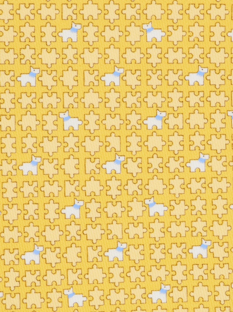 Ferragamo | Men's Puzzle Print Silk Tie - Yellow