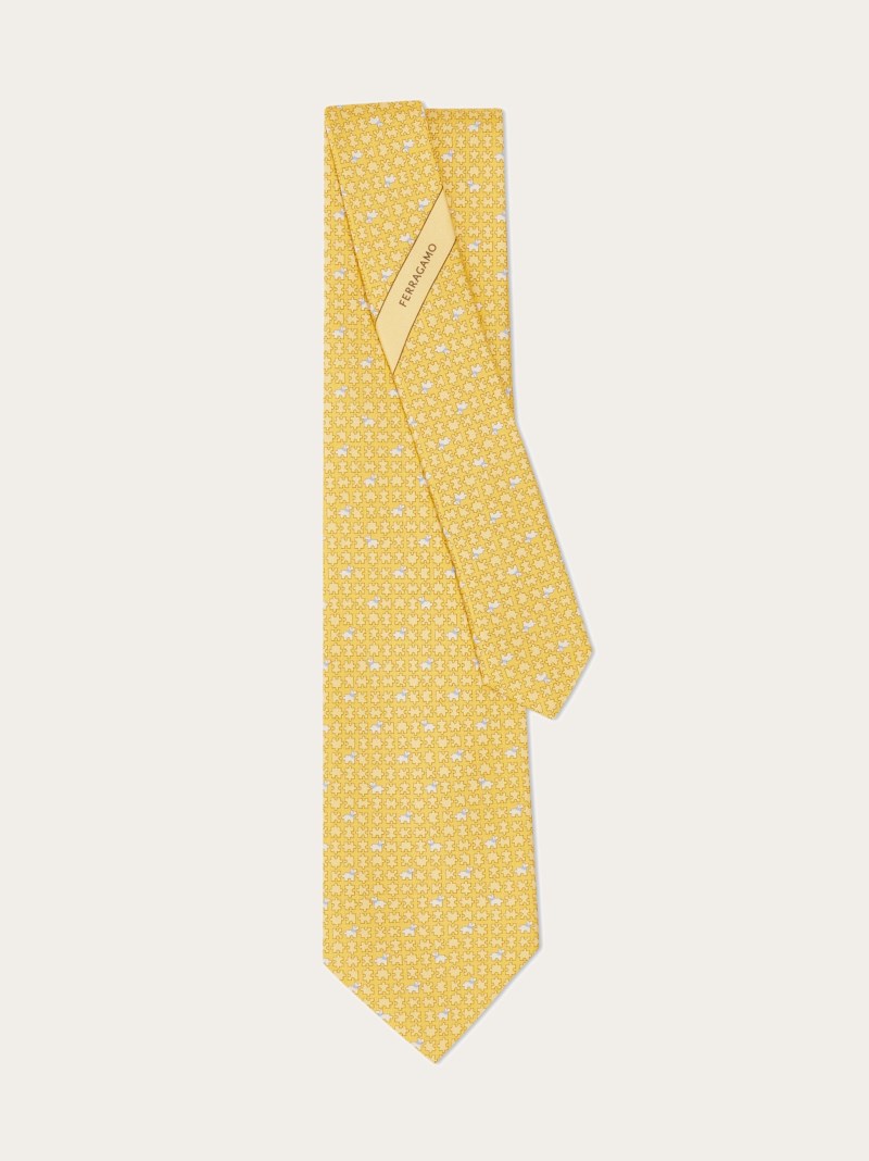 Ferragamo | Men's Puzzle Print Silk Tie - Yellow