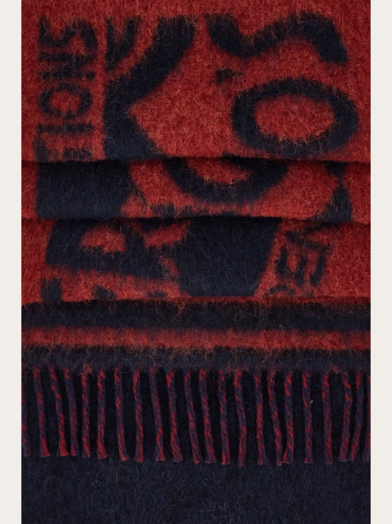 Ferragamo | Men's Venna Logo Scarf - Bordeaux/Grey
