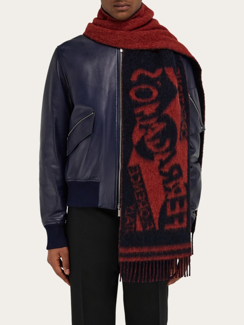 Ferragamo | Men's Venna Logo Scarf - Bordeaux/Grey