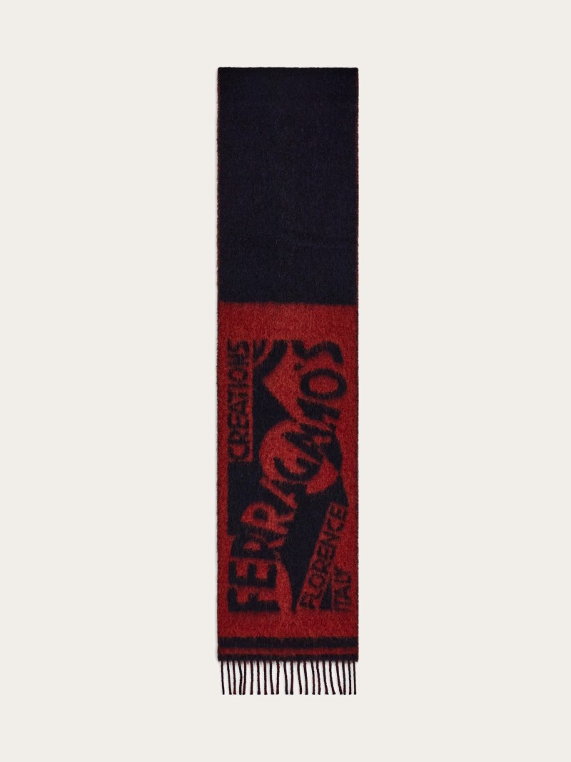 Ferragamo | Men's Venna Logo Scarf - Bordeaux/Grey