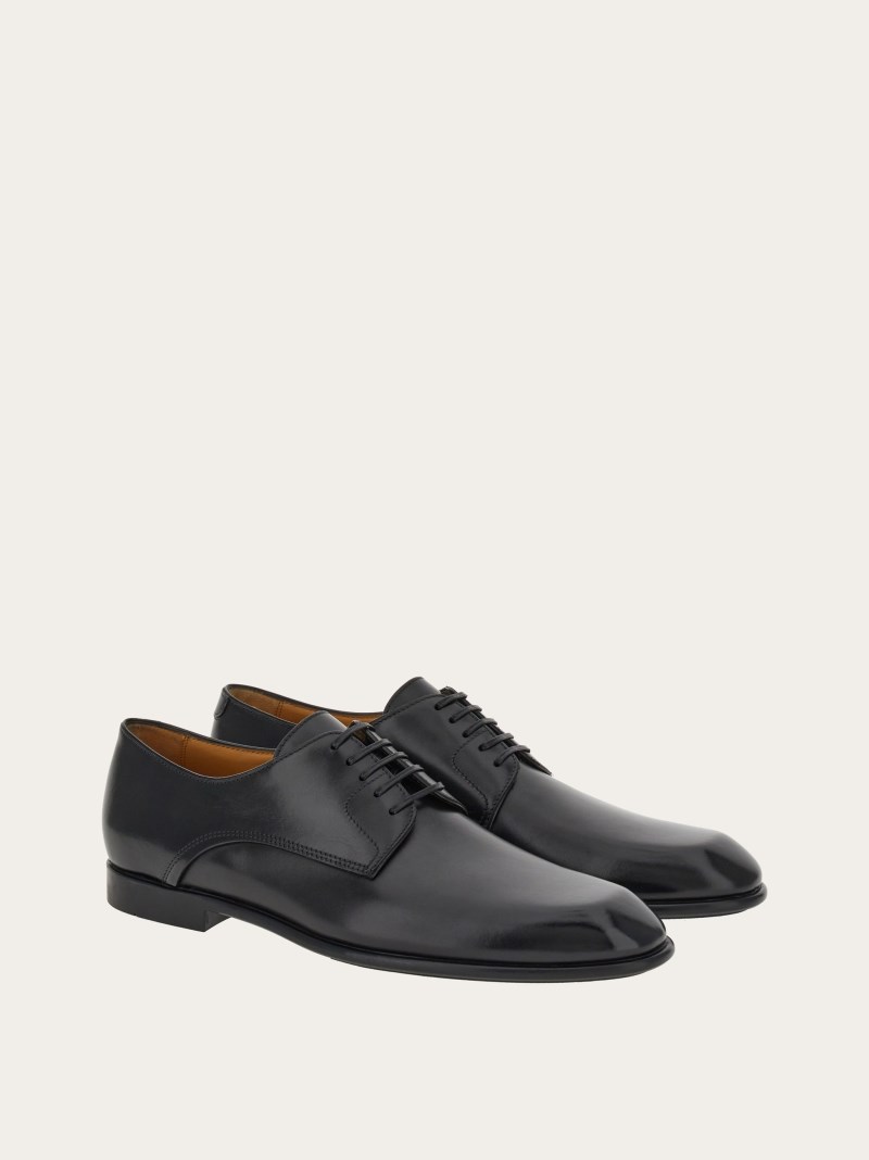 Ferragamo | Men's Two Tone Derby - Black/Cookie