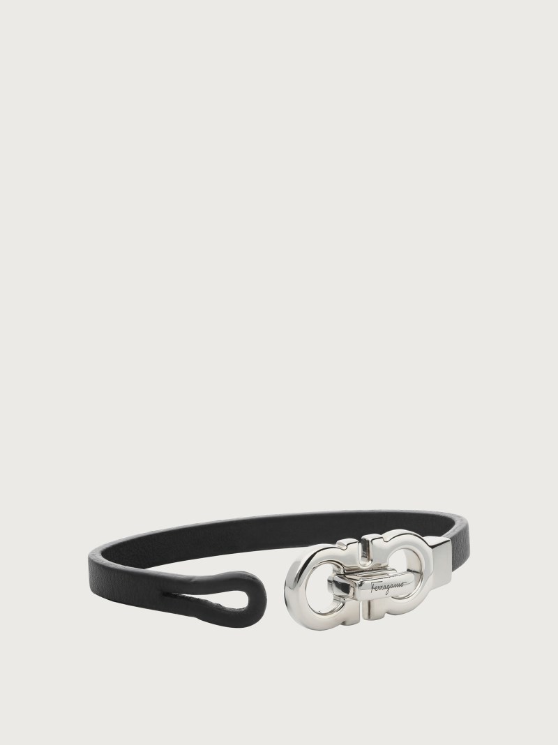 Ferragamo | Men's Gancini Bracelet - Black (Size 19)
