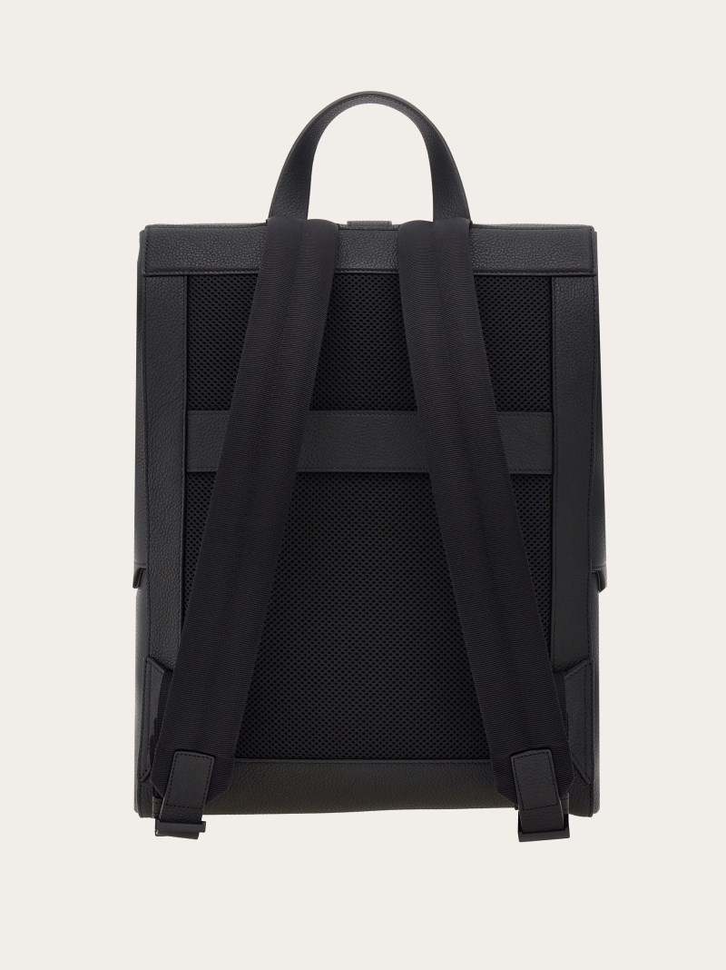Ferragamo | Men's Backpack With Gancini Buckles - Black