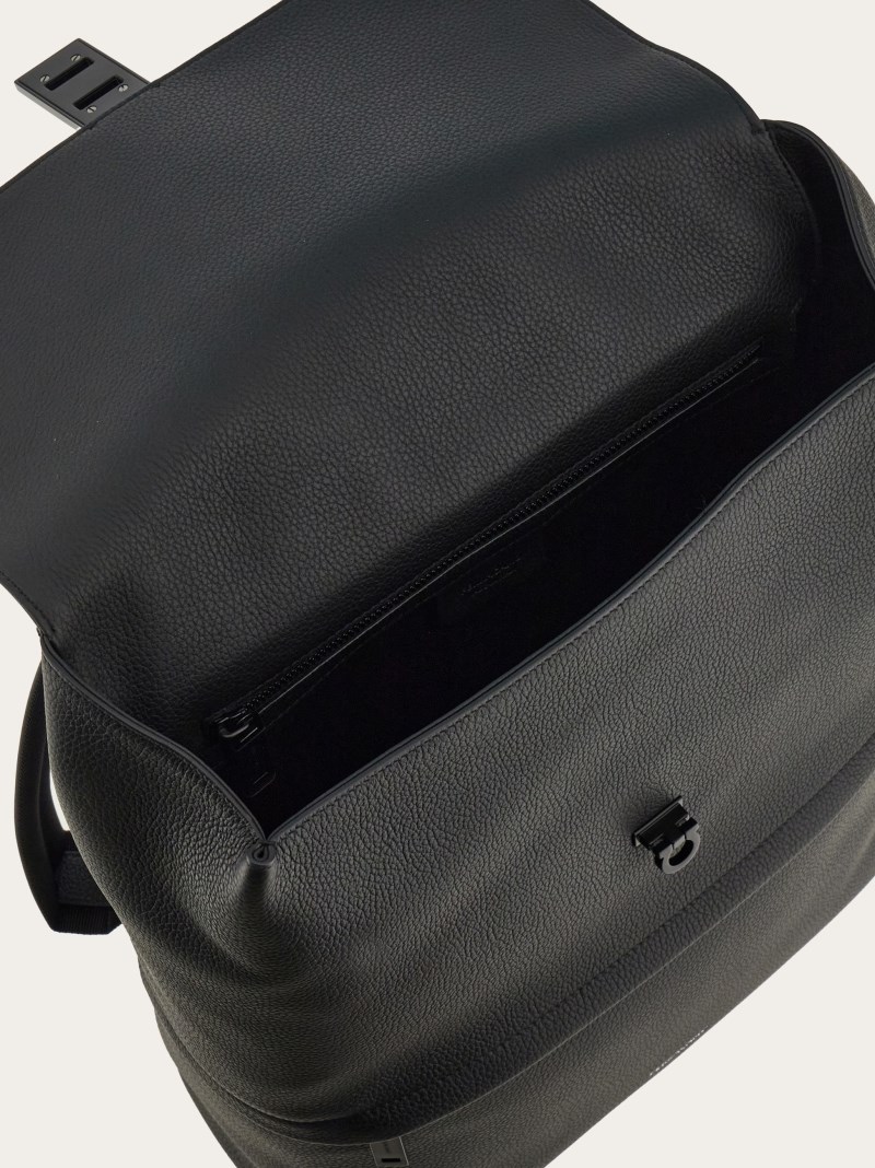 Ferragamo | Men's Backpack With Gancini Buckles - Black