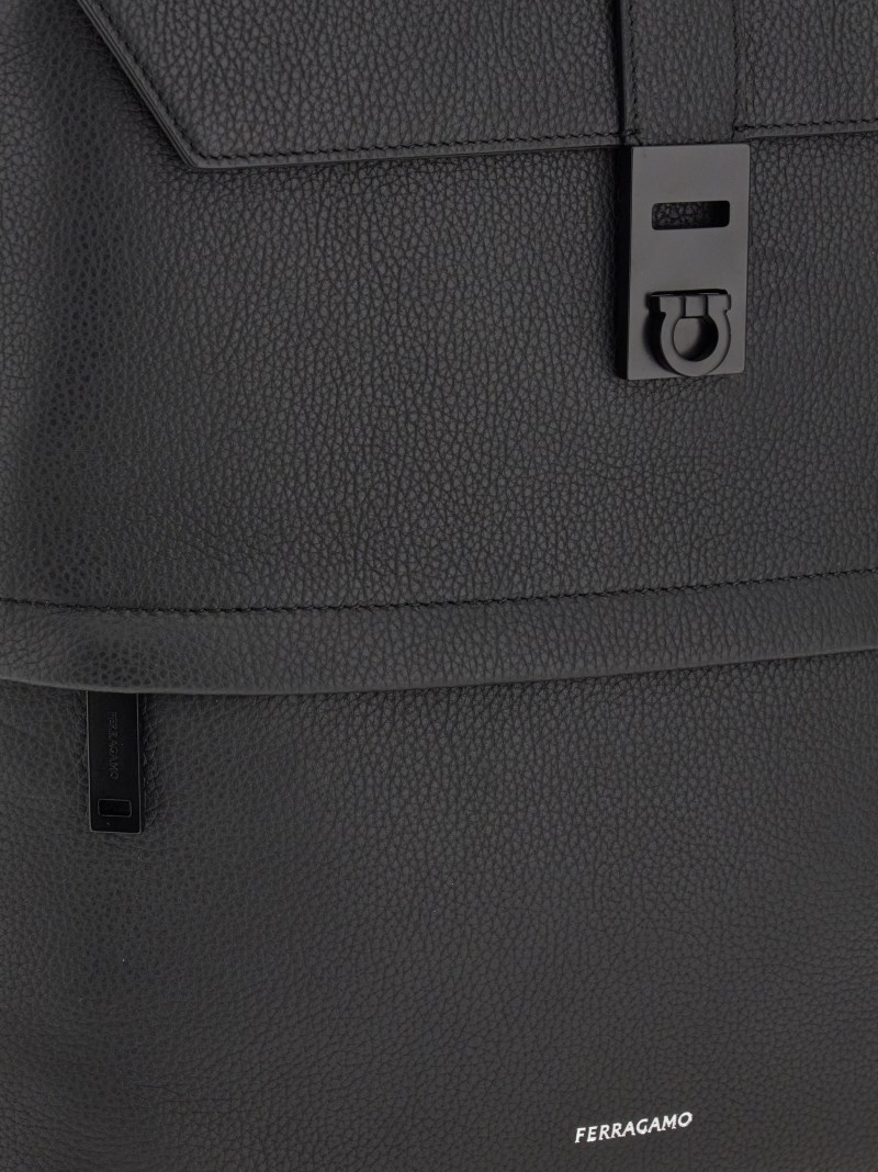 Ferragamo | Men's Backpack With Gancini Buckles - Black