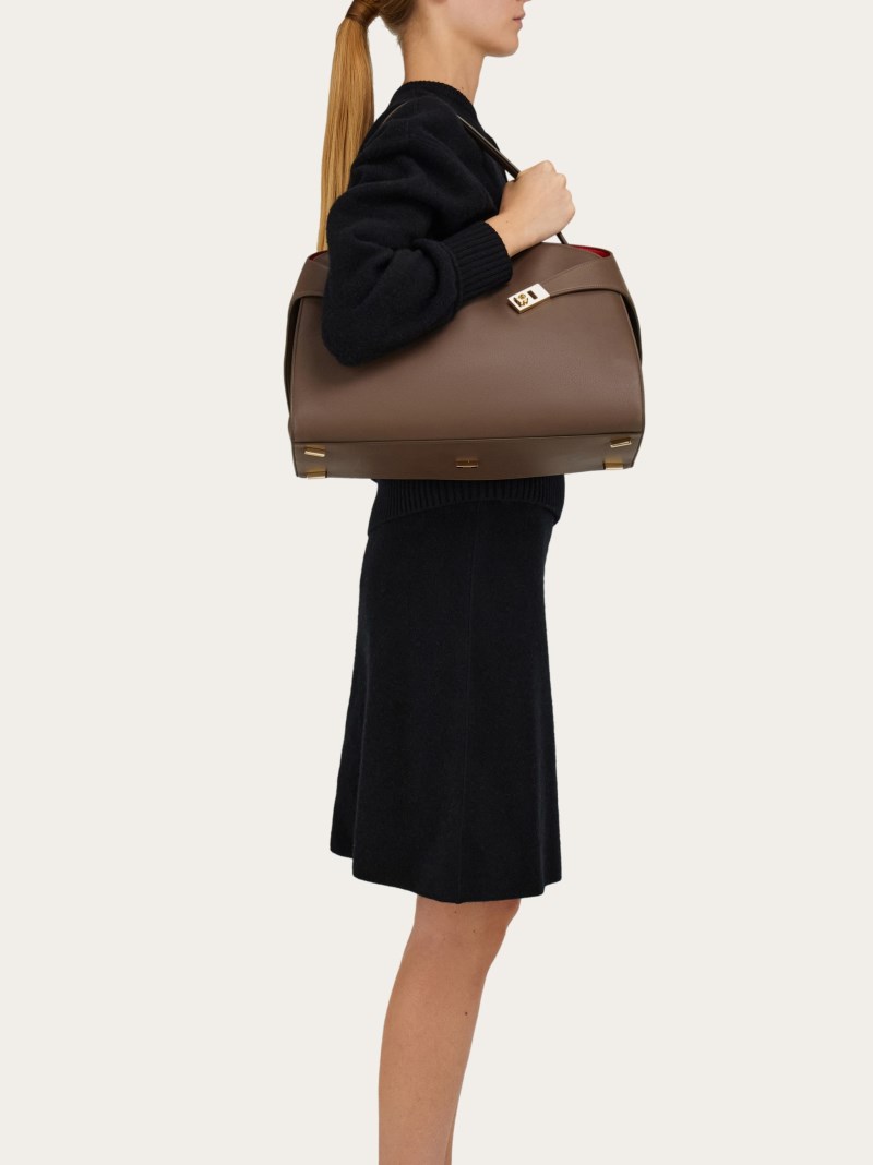 Ferragamo | Women's Hug Soft Bicolor Shoulder Bag - Clay