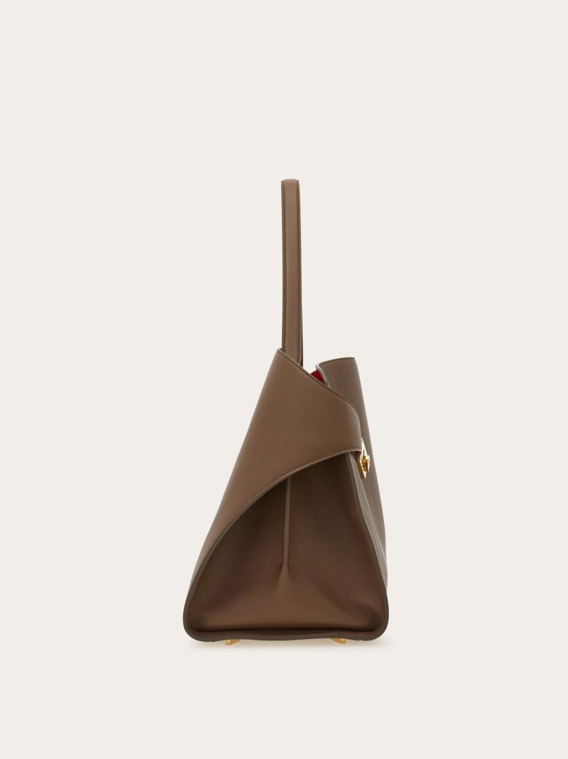 Ferragamo | Women's Hug Soft Bicolor Shoulder Bag - Clay