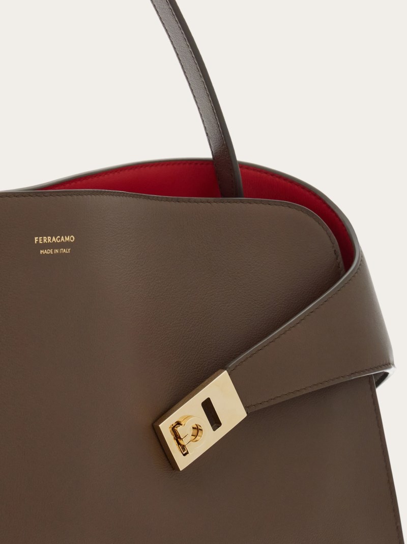 Ferragamo | Women's Hug Soft Bicolor Shoulder Bag - Clay