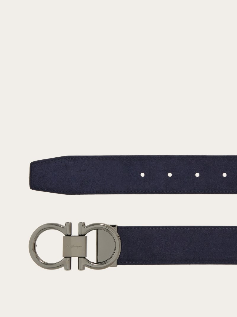 Ferragamo | Men's Adjustable Gancini Belt - Navy Blue
