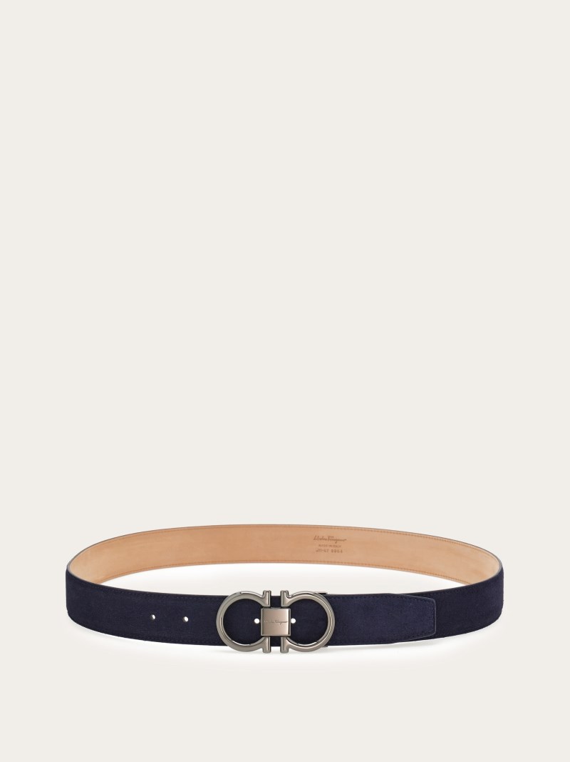 Ferragamo | Men's Adjustable Gancini Belt - Navy Blue
