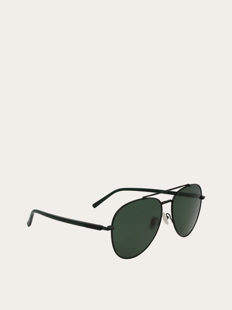 Ferragamo | Men's Sunglasses - Matte Black/Green