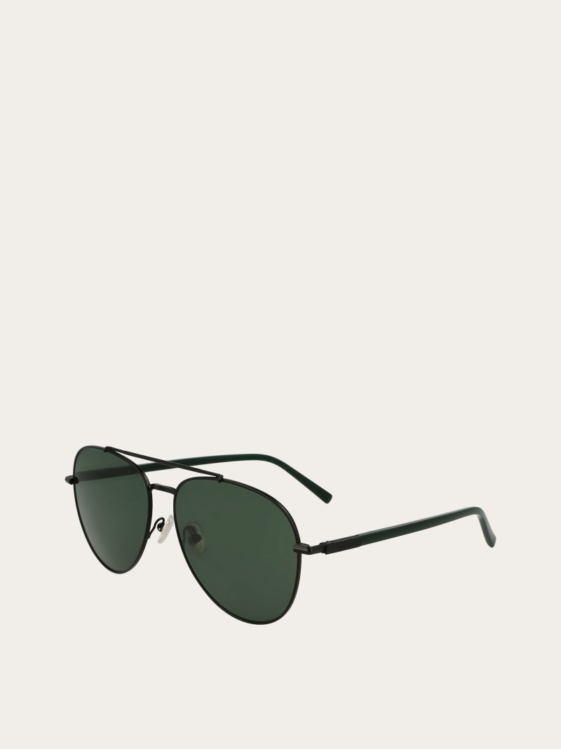 Ferragamo | Men's Sunglasses - Matte Black/Green