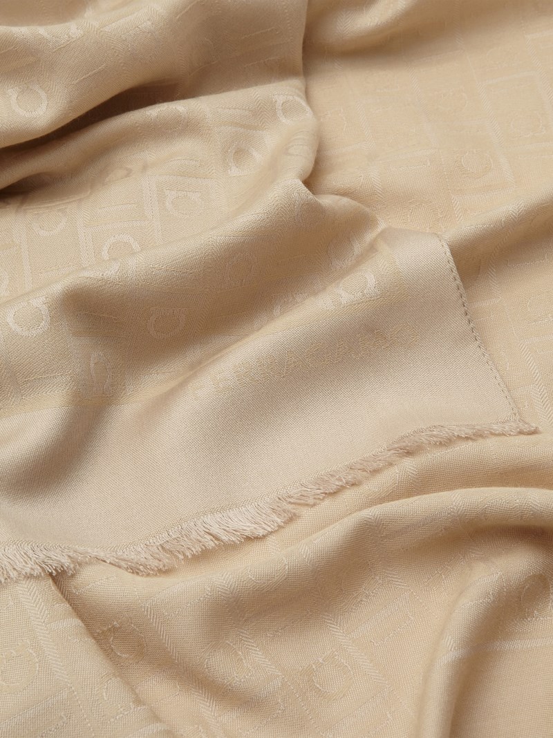 Ferragamo | Women's Monogram Jacquard Stole - Stone Grey