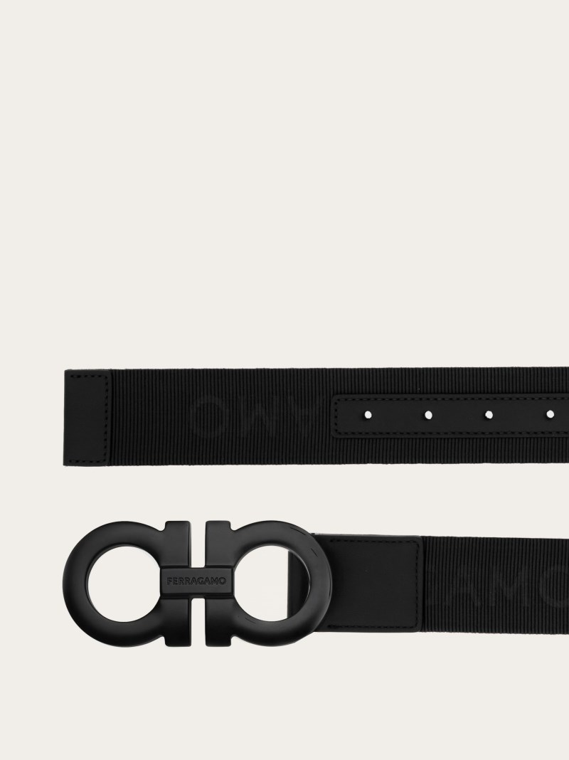 Ferragamo | Men's Fixed Jacquard Fabric Belt - Black