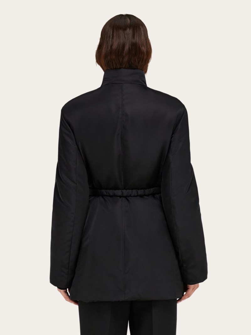Ferragamo | Women's Mid Length Padded Jacket With Hug Belt - Black