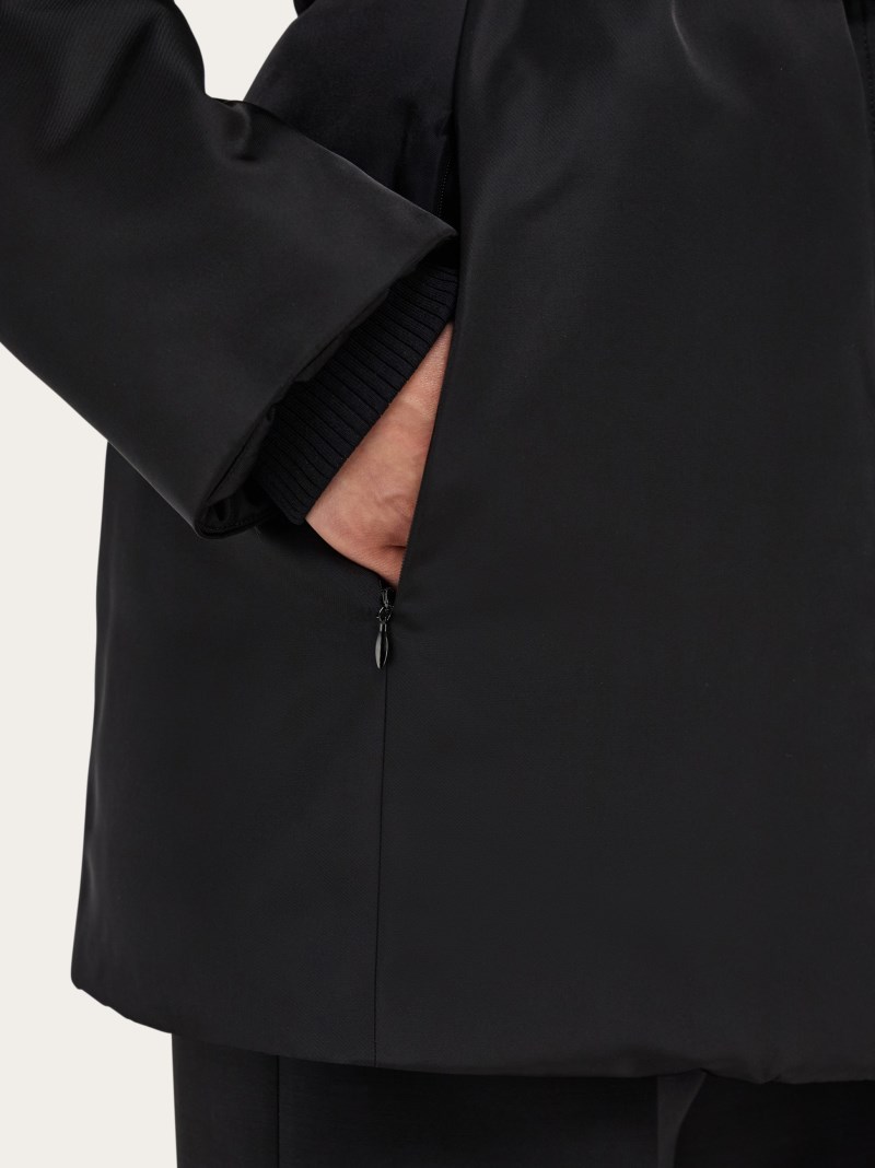 Ferragamo | Women's Mid Length Padded Jacket With Hug Belt - Black