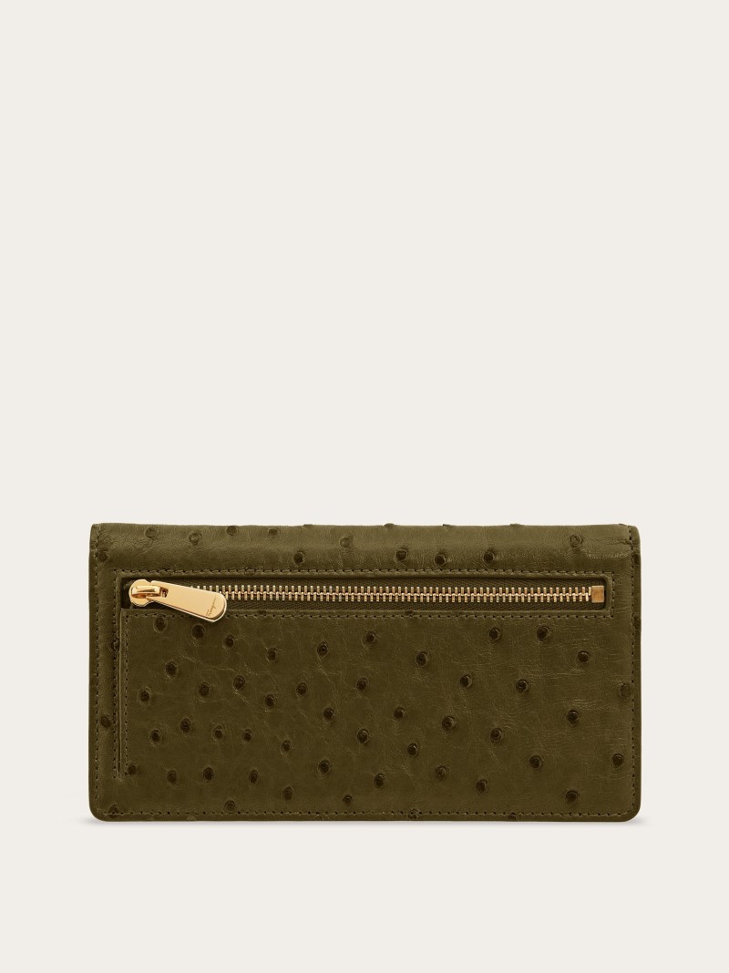 Ferragamo | Women's Gancini Continental Wallet - Olive Green
