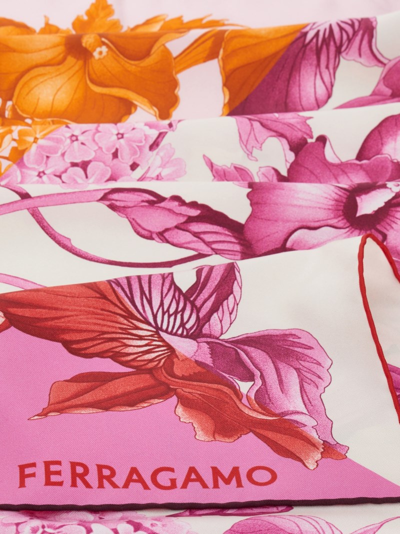 Ferragamo | Women's Hydrangea Print Silk Scarf - Cotton Candy