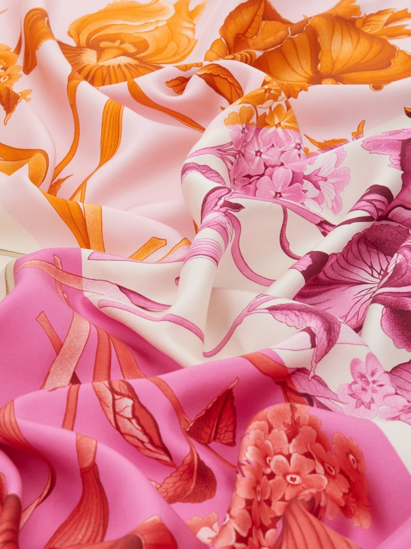 Ferragamo | Women's Hydrangea Print Silk Scarf - Cotton Candy