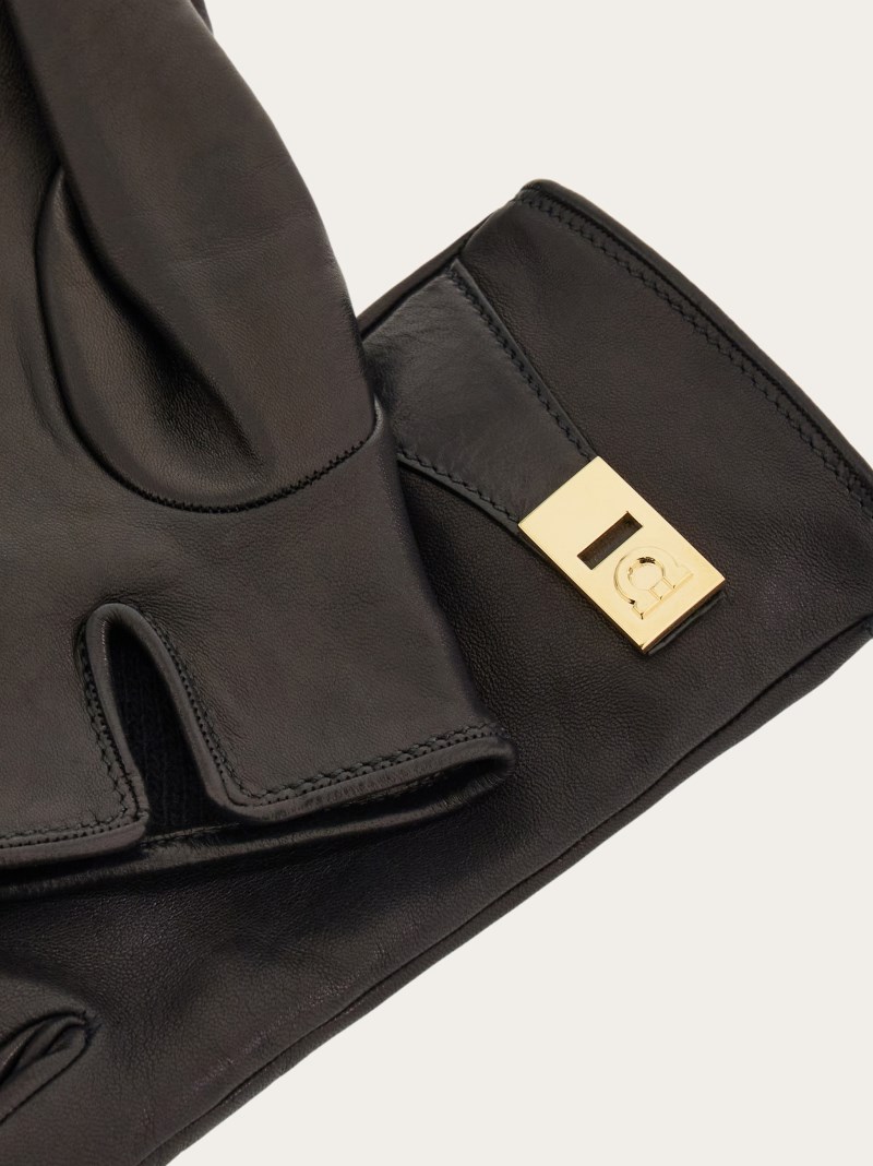 Ferragamo | Women's Gloves With Buckle - Black