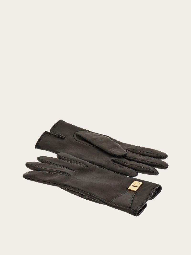 Ferragamo | Women's Gloves With Buckle - Black
